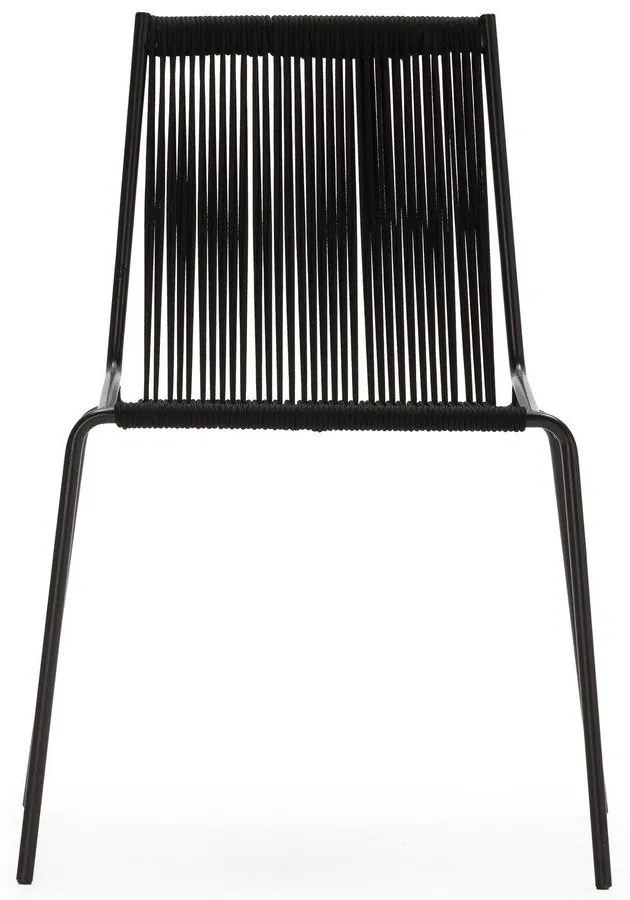 Черни метални трапезни столове в комплект за подреждане 2 бр. Emily – Marckeric