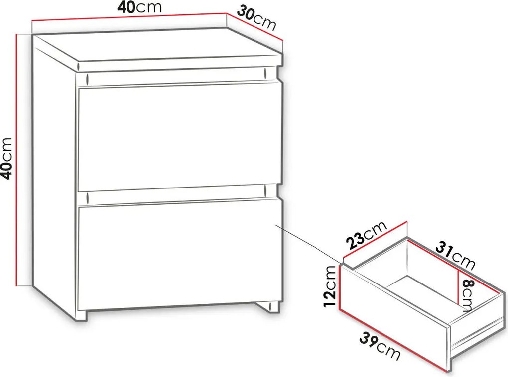 Нощно шкафче Malwa II-черен