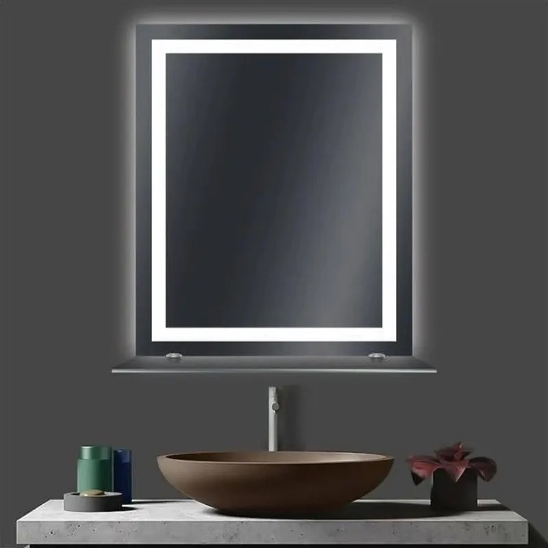 Огледало за баня LED осветление и рафт LM Veiled Light 550×550мм