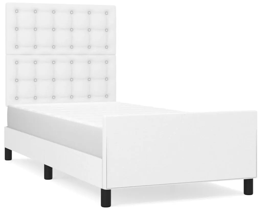 3125556 vidaXL Рамка за легло с табла, бяла, 100x200 см, изкуствена кожа