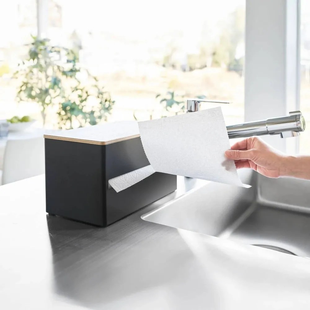 Черна метална стойка за кухненска хартия Rin – YAMAZAKI