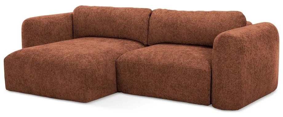 Теракотен шенилов разтегателен ъглов диван с място за съхранение (ляв ъгъл) Mele – Makamii