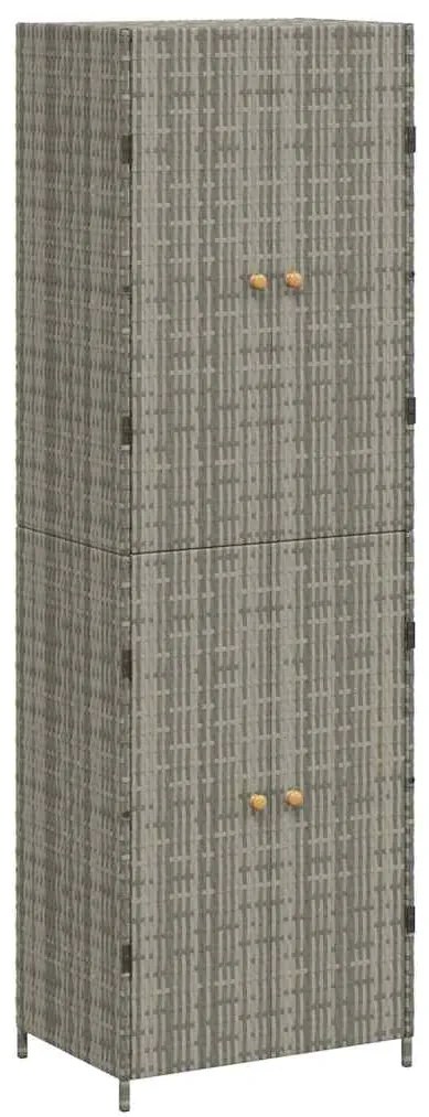 319873 vidaXL Градински шкаф за съхранение, сив, 59x40x180 см, полиратан