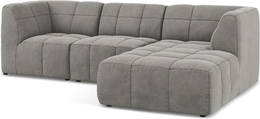 Сив кадифен ъглов диван (десен ъгъл) Aloha – Makamii