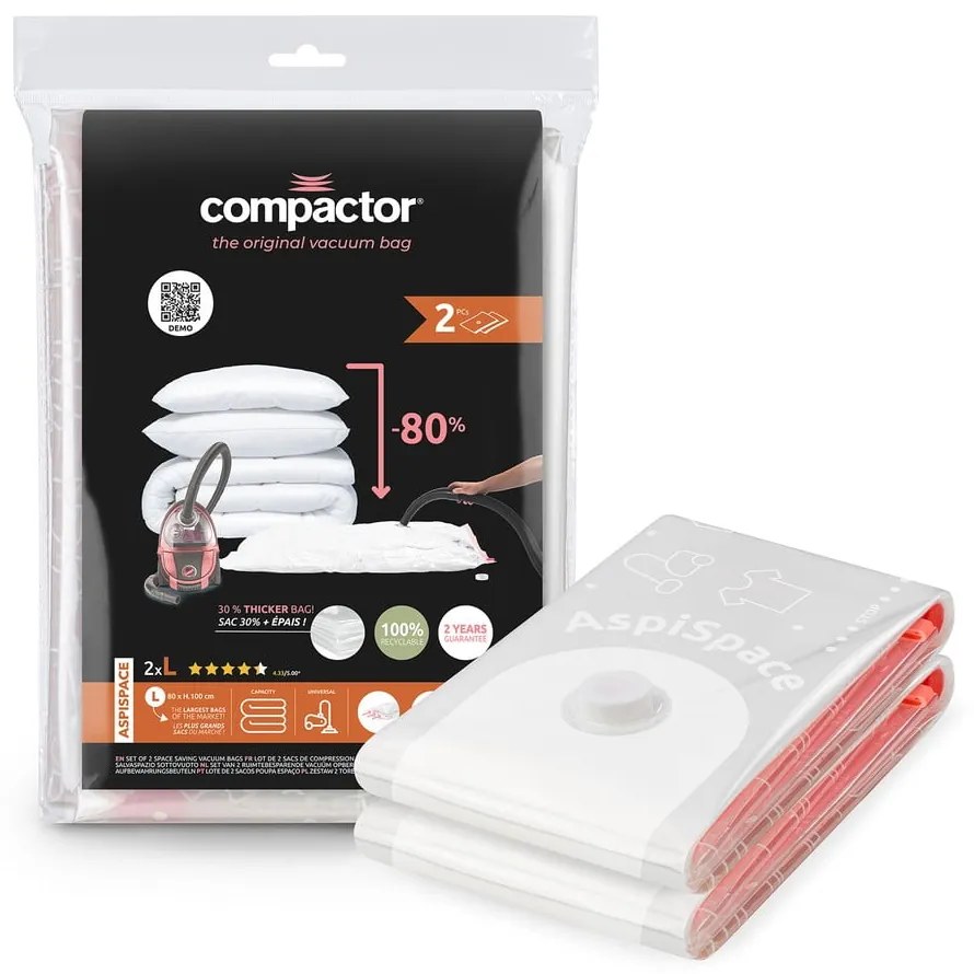 Вакуумни торбички в комплект от 2 броя Premium Valve L – Compactor