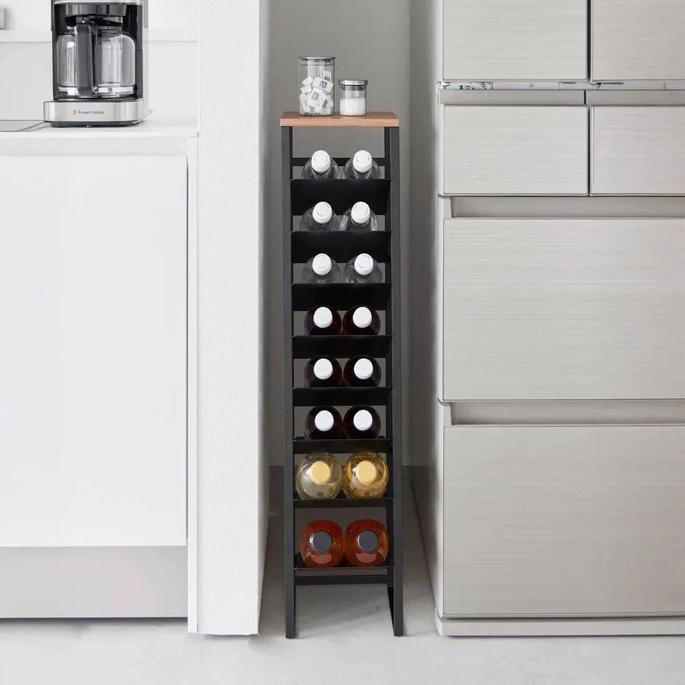 Черен метален стелаж за вино брой бутилки 16 20x88,5x19 cm Tower – YAMAZAKI