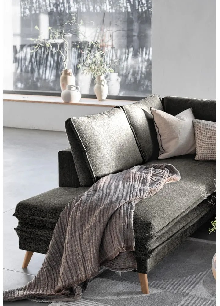 Тъмносив разтегателен ъглов диван (ляв ъгъл) Charming Charlie – Miuform