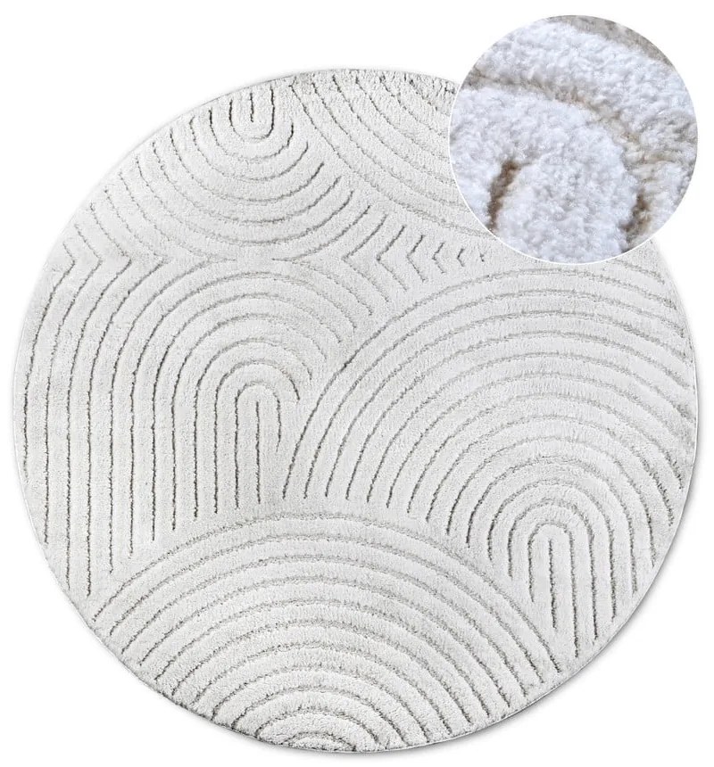 Бял кръгъл килим ø 200 cm Panglao New York White – Elle Decoration