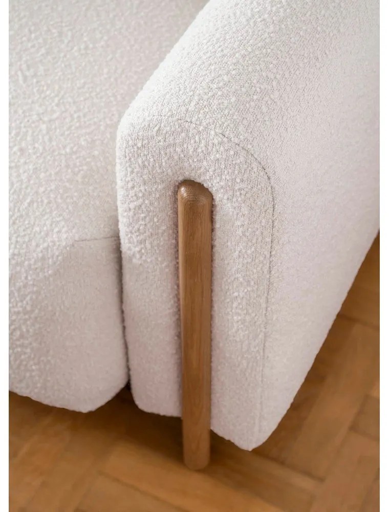 Бежов/кремав сгъваем/с място за съхранение диван от прежда с примки от букле 244 cm Arcadova – ELTAP