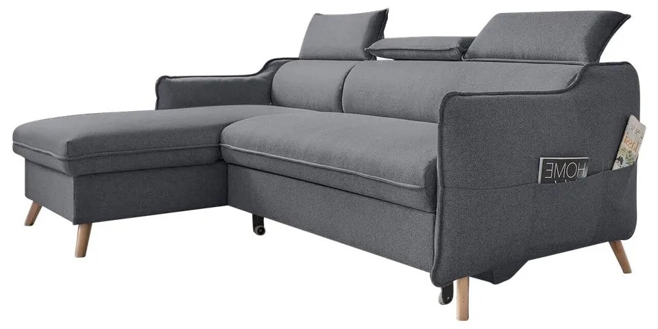 Тъмно сив ъглов разтегателен диван, ляв ъгъл Sweet Harmony - Miuform