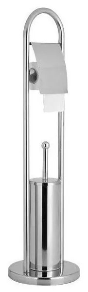 Aqualine - Стояща WC четка с държач за тоалетна хартия SAMBA 80x22 cm лъскав хром