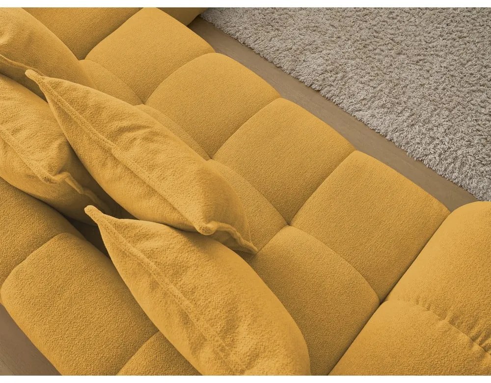 Шенилов сгъваем/с място за съхранение ъглов диван в цвят горчица (десен ъгъл/L форма) Everest – Bobochic Paris