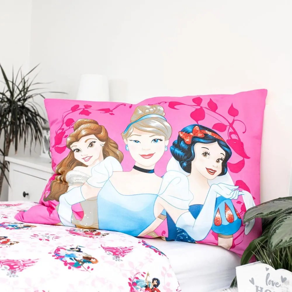 Единично детско памучно спално бельо 140x200 cm Princezny "Heart" – Jerry Fabrics
