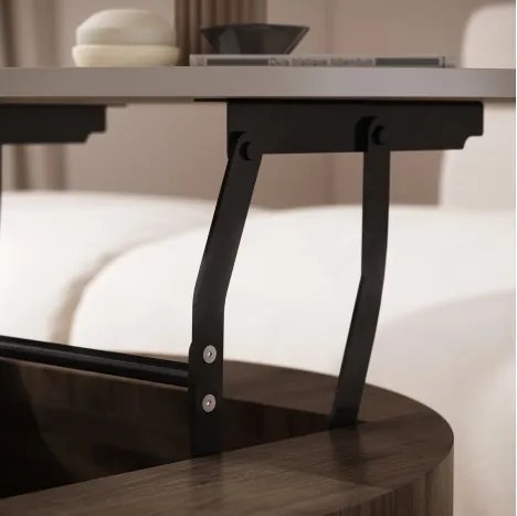 ФРИДА Бежово Таупе / Елегантен Орех – МОДЕРНА ХОЛНА МАСА С ПОВДИГАЩ ПЛОТ И СКРИТО ПРОСТРАНСТВО ЗА СЪХРАНЕНИЕ