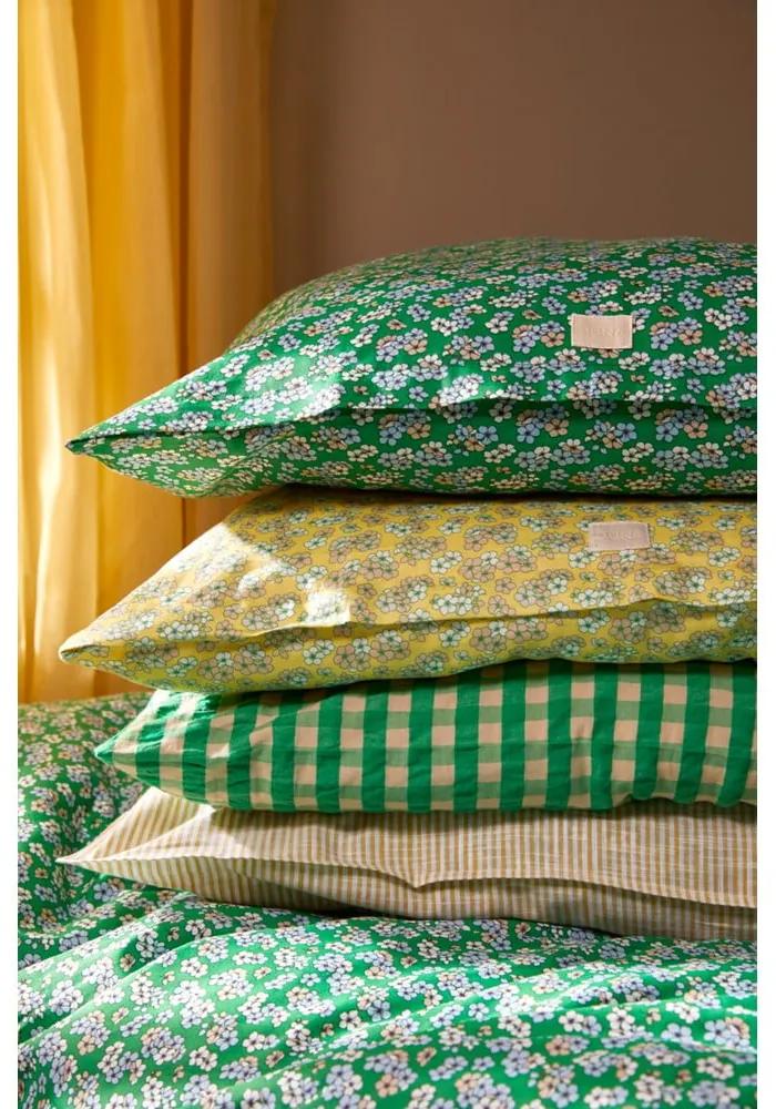 Зелено памучно спално бельо от сатен за единично легло 140x200 cm Pleasantly - JUNA