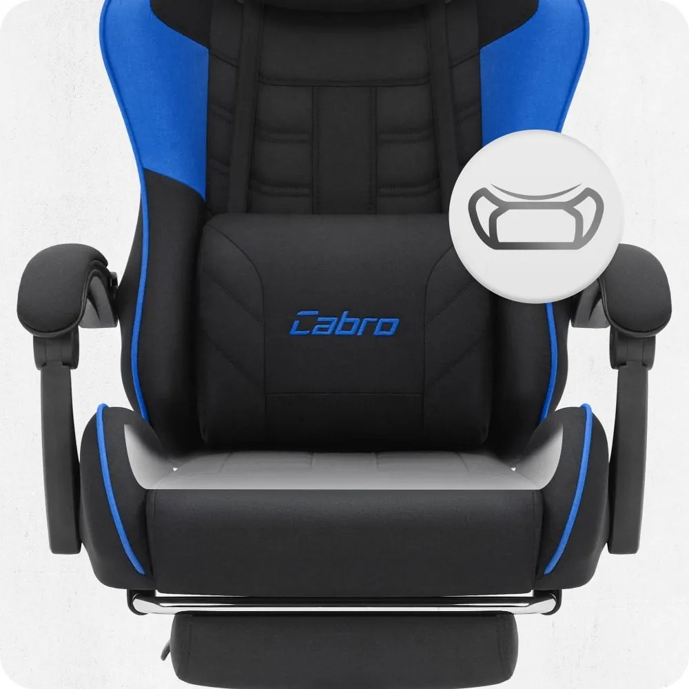 CABRO C501 Гейминг стол с подножка, до 150 кг, черен и син