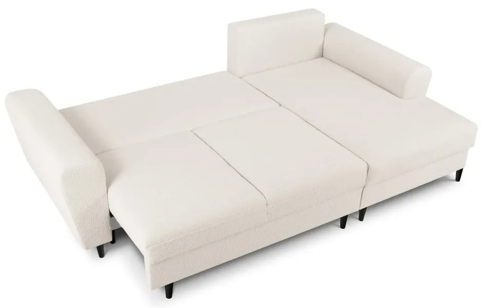 Бежов разтегателен ъглов диван с място за съхранение от прежда с примки от букле (десен ъгъл) Kyoto – Cosmopolitan Design