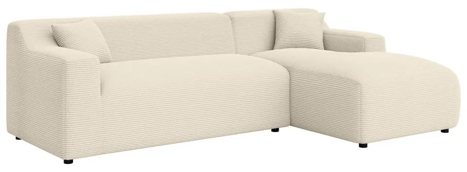 Бежово-кремав ъглов диван от рипсено кадифе (десен ъгъл) Martin – Ropez