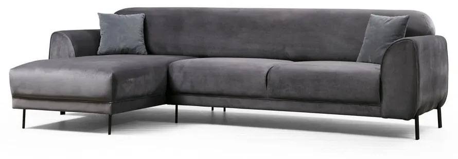 Тъмно сив ъглов разтегателен диван с кадифена повърхност , ляв ъгъл Image - Artie