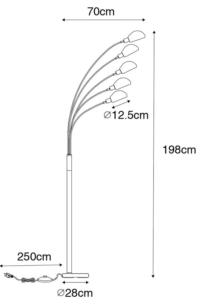 Дизайнерски подов аплик тъмно бронз със злато 5-светлина - Sixties Marmo
