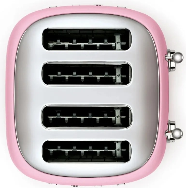 Тостер за хляб SMEG 50's Style TSF03PKEU, 2000W, 4 филии, 6 нива, Тавичка за трохи, Вграден кабел, Неръждаема стомана, Розов