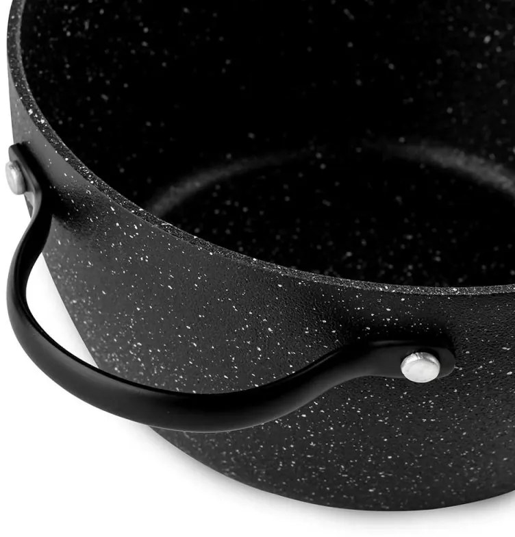 Тенджера Luigi Ferrero Symphony FR-2010, 20x10.5 см, 2.6 л, Незалепващо покритие, Стъклен капак с отвор за пара, Стоманени дръжки с PVD, Индукция, Черен мрамор