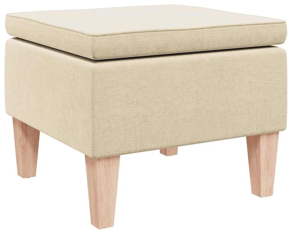 329434 vidaXL Табуретка с дървени крака, кремава, текстил