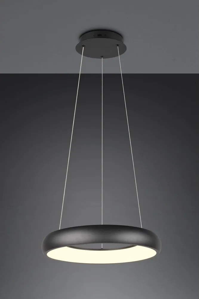 Матово черно LED затъмняващо се висящо осветително тяло с метален абажур ø 46 cm Cardona – Trio