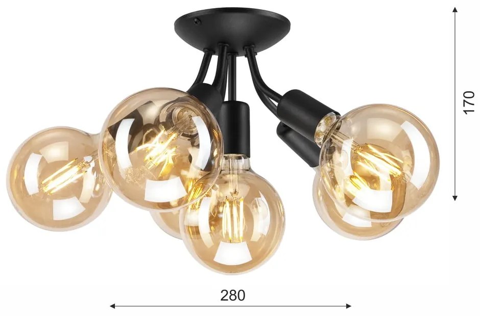 Черно осветително тяло за таван без абажури Viggo – LAMKUR