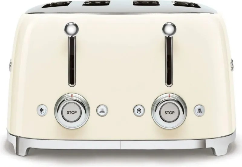 Тостер за хляб SMEG 50's Style TSF03CREU, 2000W, 4 филии, 6 нива, Тавичка за трохи, Вграден кабел, Неръждаема стомана, Кремав