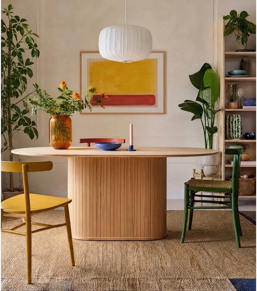 Маса за хранене с дъбов плот 95x180 cm Nola - Unique Furniture