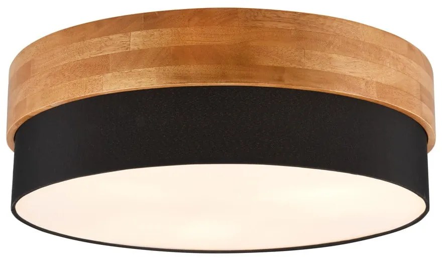 Черно и естествено осветително тяло за таван с текстилен абажур Seasons – Trio