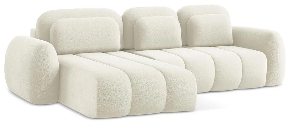 Бежов разтегателен ъглов диван с място за съхранение от букле (ляв ъгъл) Pele – Makamii