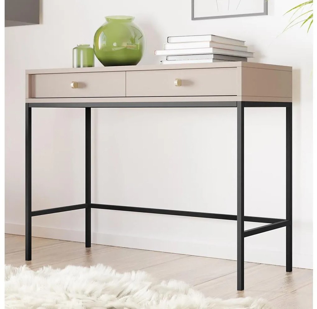 Конзолна маса MONO 78x104 см бежова/черна