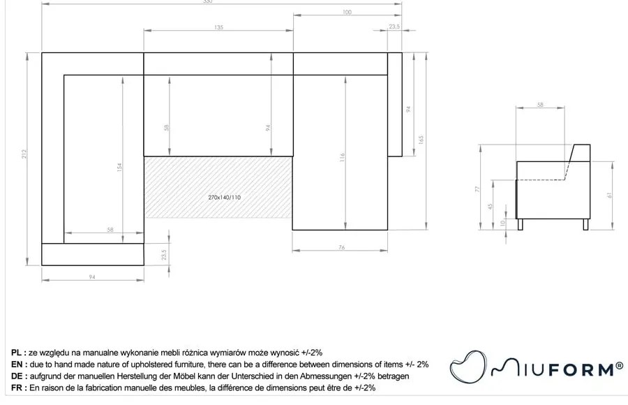Бежов разтегателен/с място за съхранение ъглов диван (ляв ъгъл/U форма) Classy Sophie – Miuform