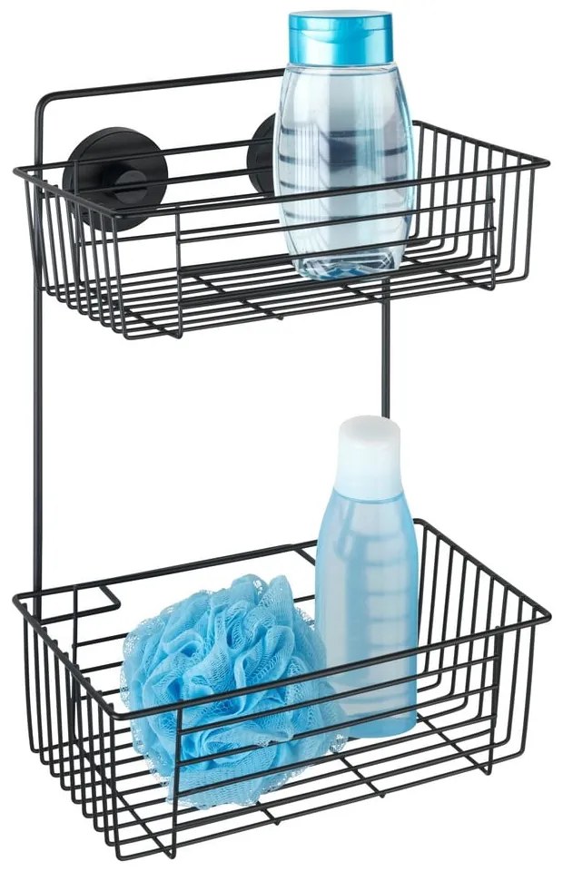 Черен стенен двуетажен рафт за баня Vacuum-Loc® Pavia Bari - Wenko