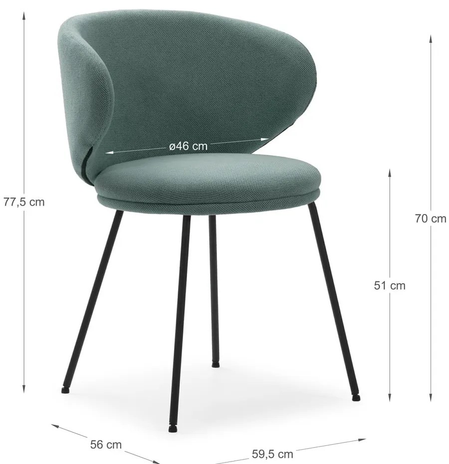 Зелени тапицирани трапезни столове в комплект 2 бр. Rush – Marckeric