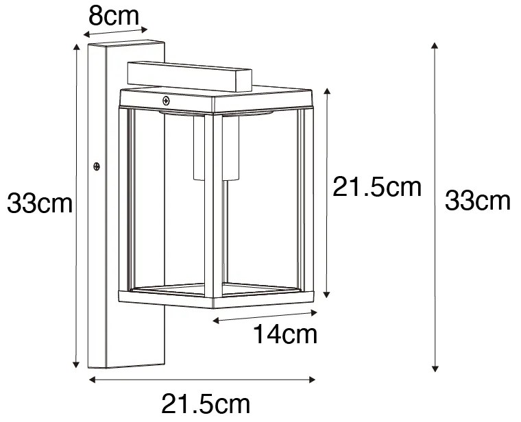 Умен външен стенен фенер черен IP44 вкл. Wifi ST64 - Charlois