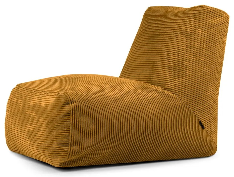 Пуф от рипсено кадифе в цвят горчица Tube – SLOWDOWN