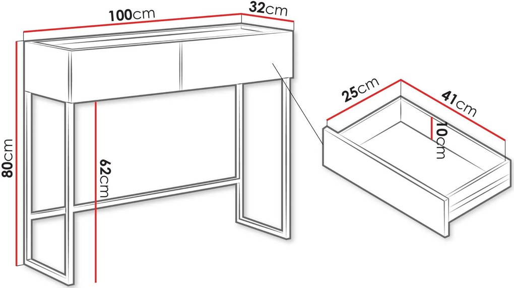 Тоалетка Como-Естествено дърво-Черен