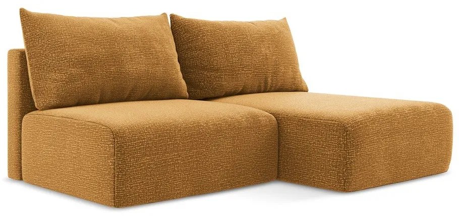 Оранжев разтегателен ъглов диван с място за съхранение (десен ъгъл) Kalena – Makamii