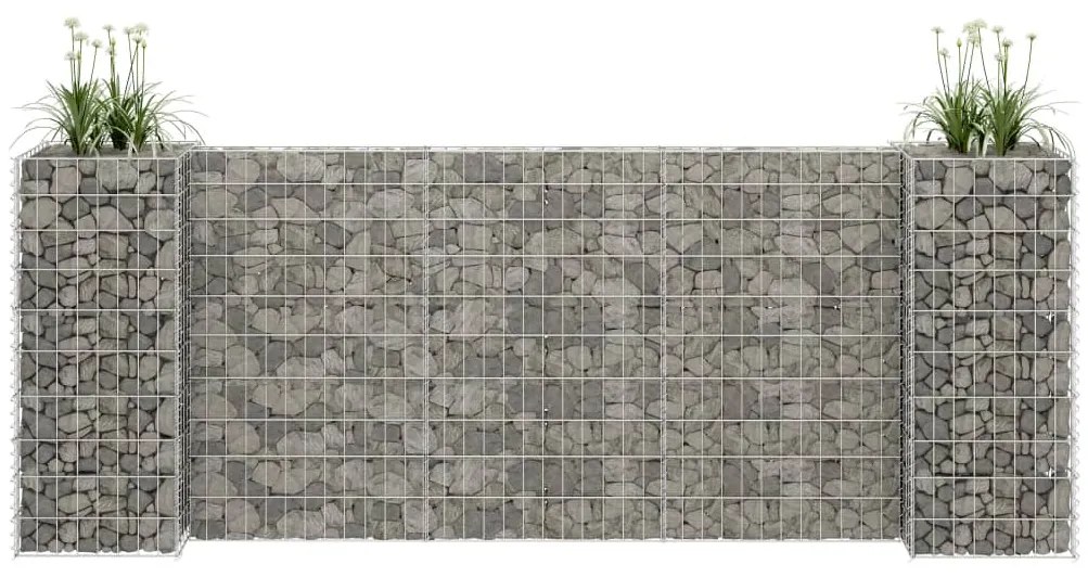 Sonata Габион плантер Н-образен, стоманена тел, 260x40x100 cм