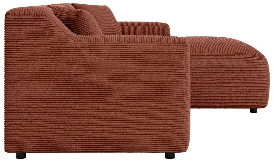 Ъглов диван от рипсено кадифе в тухлен цвят (десен ъгъл) Martin – Ropez