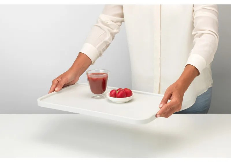 Дъска за рязане и сервиране Brabantia Tasty+ 1003308, 40x25 см, Нехлъзгаща се, Лесна за почистване, Светлосив