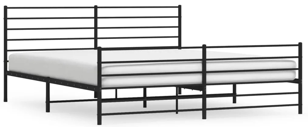 352344 vidaXL Метална рамка за легло с горна и долна табла, черна, 200x200 см