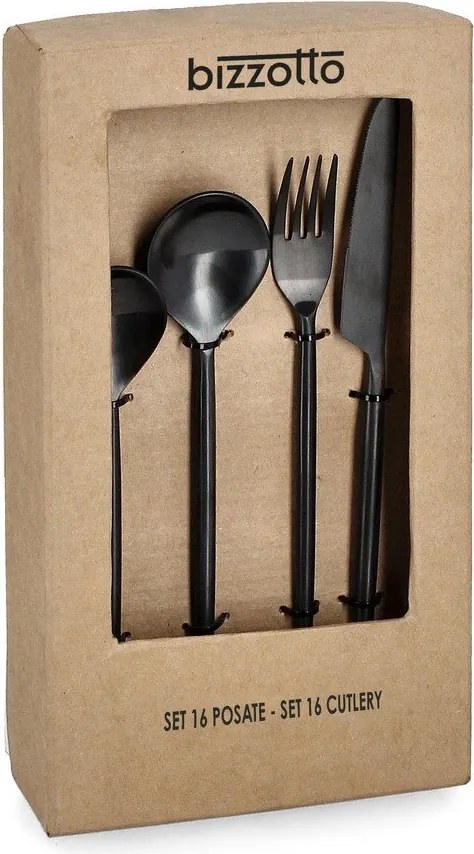 Черен прибори за хранене 16 бр. от неръждаема стомана за 4 души Bronte – Bizzotto