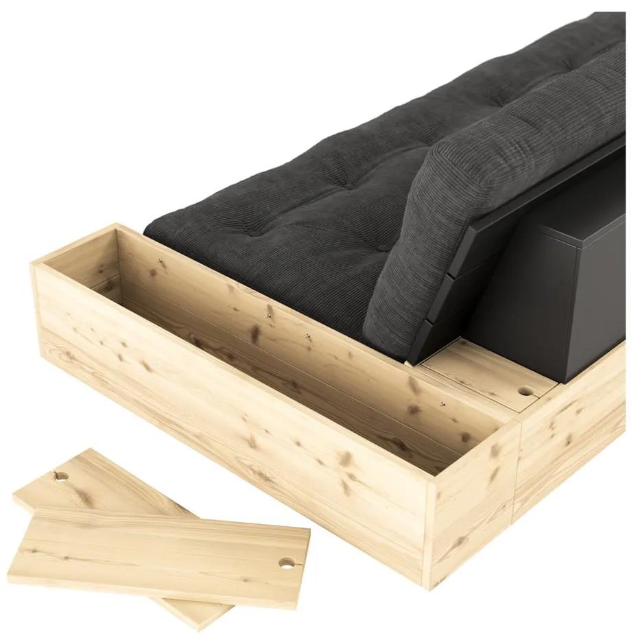 Разтегателен диван от велур в черно и антрацит 244 см Base – Karup Design