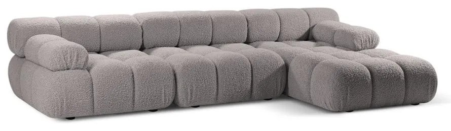 Светлосив модулен ъглов диван от букле (десен ъгъл) Bellis – Micadoni Home