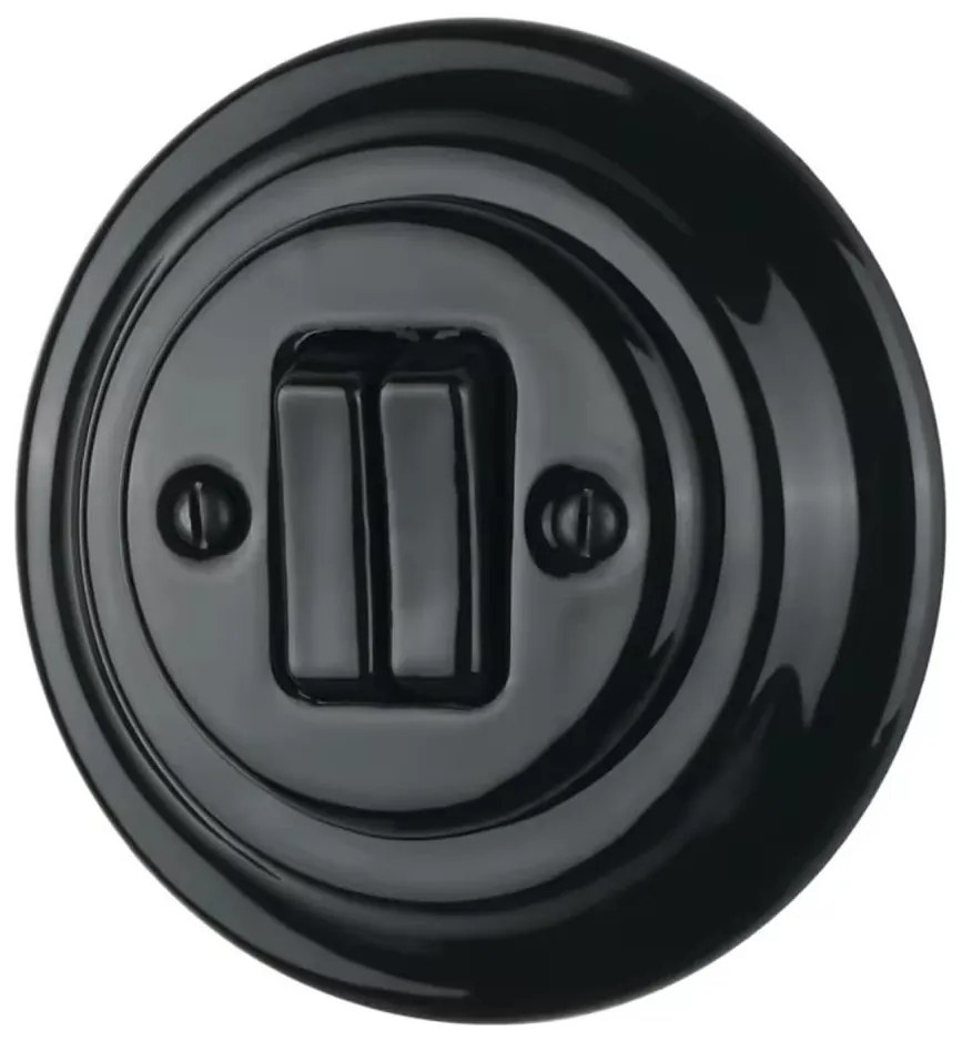 Bohemia-Design - Порцеланов ретро двоен ключ с рамка № 6+6, черен