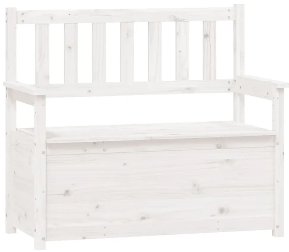 823560 vidaXL Пейка, бяла, 112,5x51,5x96,5 см, бор масив